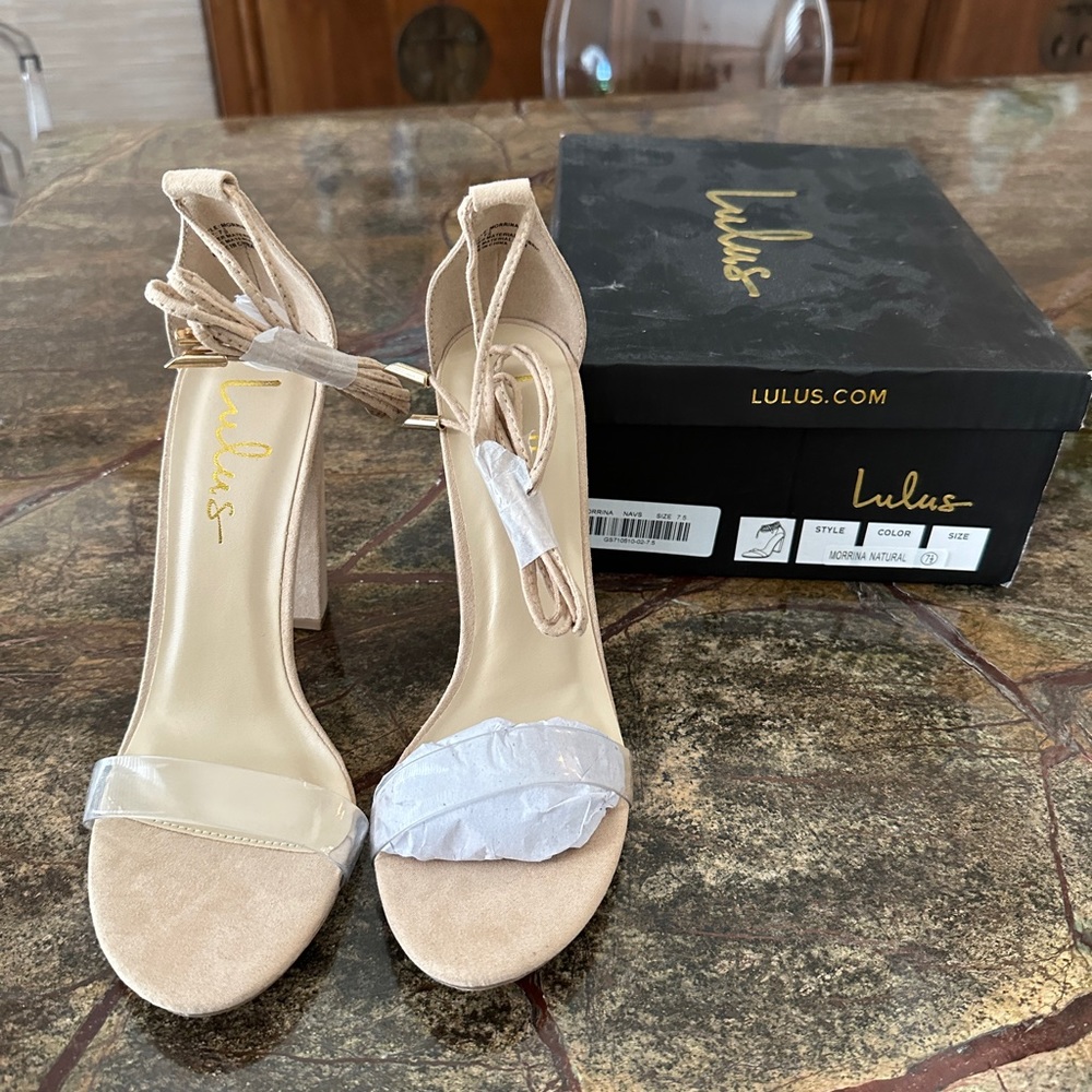 Morrina Natural Suede Lace-Up High Heel Sandals